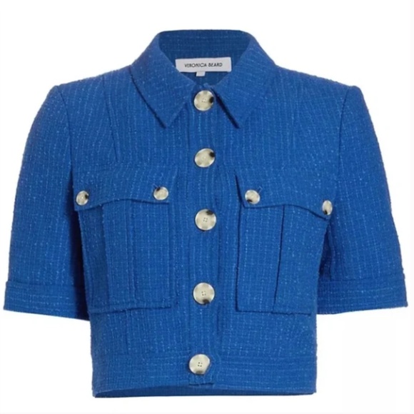 Veronica Beard Rosalina Cobalt Short Sleeve Jacket 16 - Picture 5 of 12